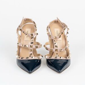 Valentino Black and Beige Studded Heels